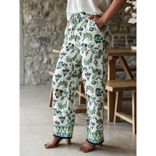 Pantalon Ezia - Ecru/Vert