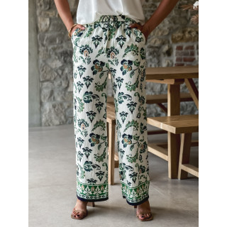 Pantalon Ezia - Ecru/Vert