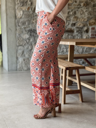 Pantalon à motifs Eulalia - Corail