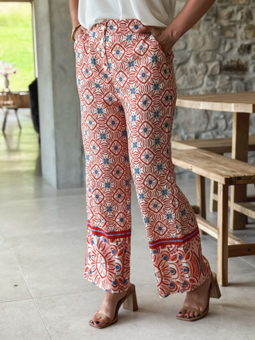 Pantalon à motifs Eulalia - Corail