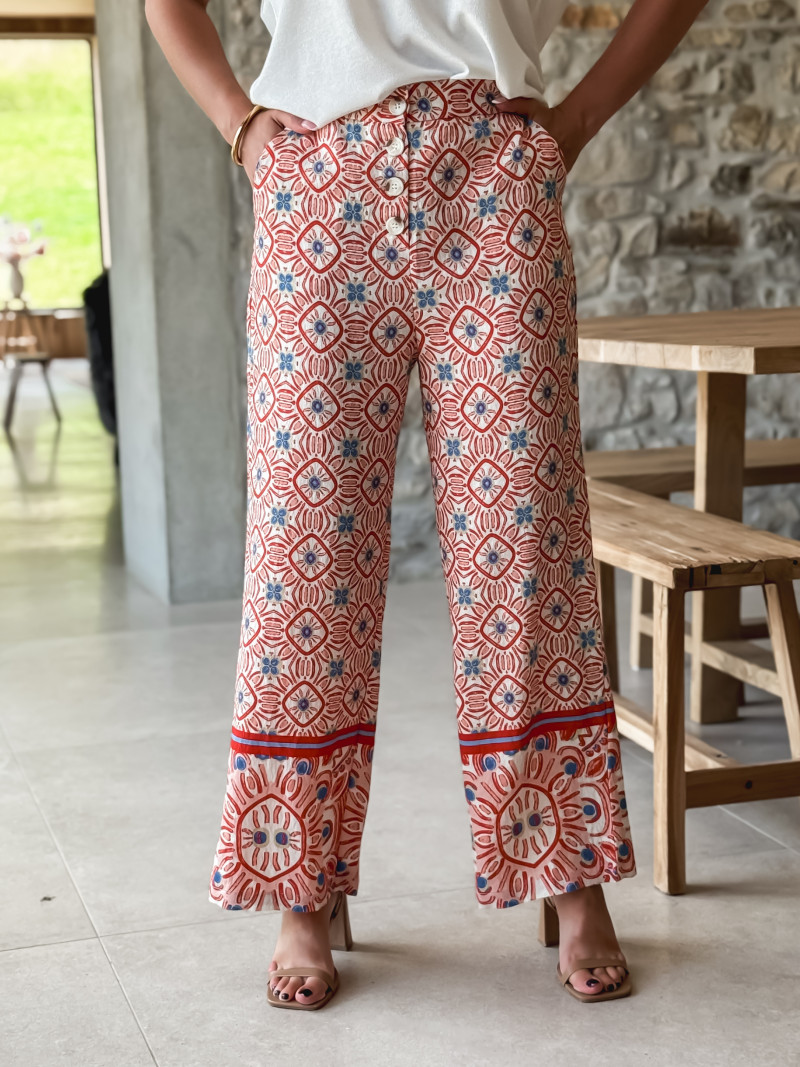 Pantalon à motifs Eulalia - Corail