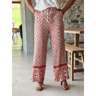 Pantalon à motifs Eulalia - Corail