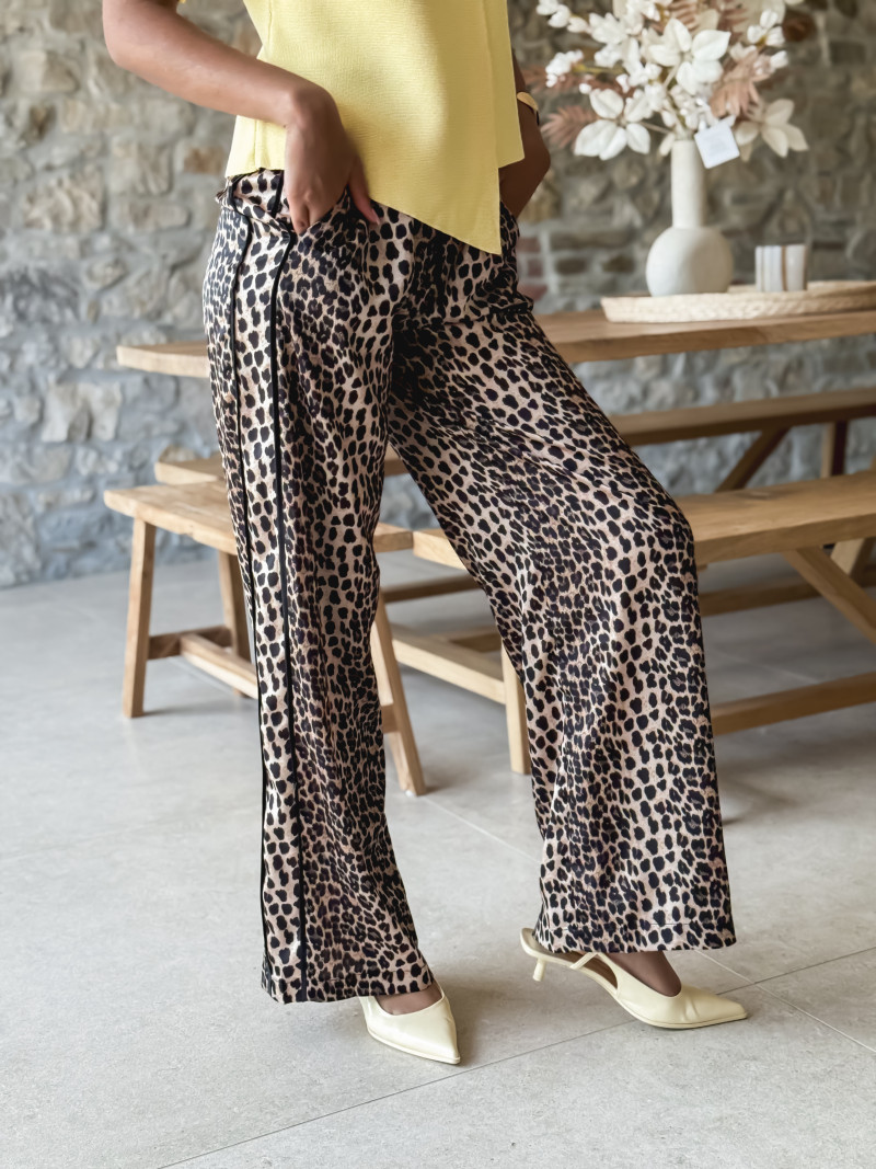 Pantalon léopard Aniyah - Beige/Noir