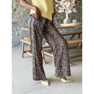 Pantalon léopard Aniyah - Beige/Noir