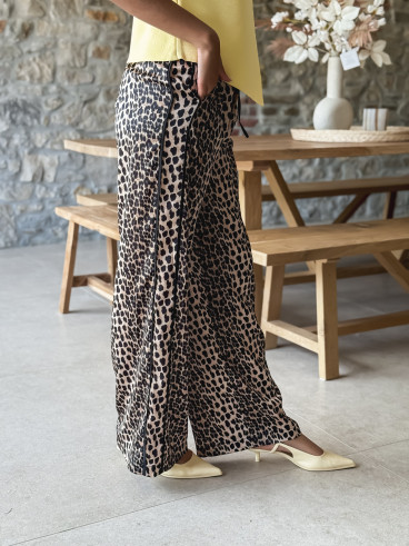 Pantalon léopard Aniyah - Beige/Noir