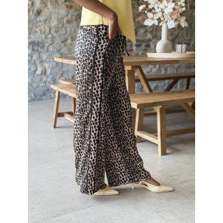 Pantalon léopard Aniyah - Beige/Noir