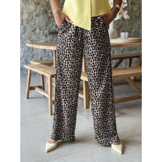 Pantalon léopard Aniyah - Beige/Noir