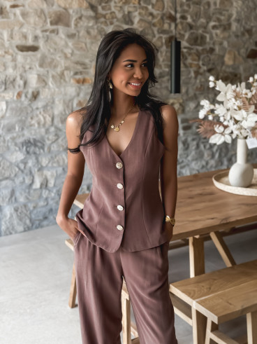 Gilet sans manches Maïlinda - Chocolat