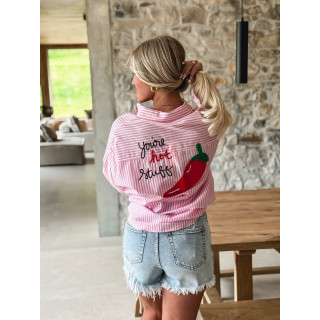 Chemise lignée "Pimente" - Rose