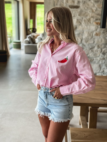 Chemise lignée "Pimente" - Rose
