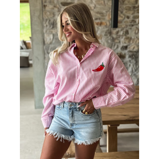 Chemise lignée "Pimente" - Rose