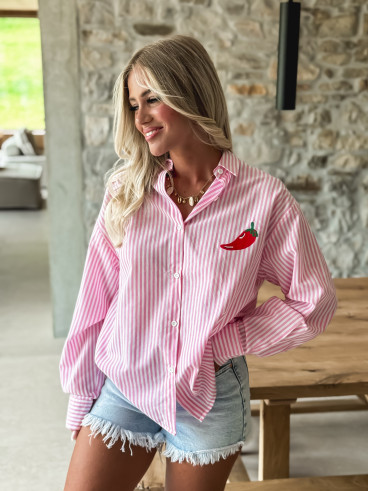 Chemise lignée "Pimente" - Rose