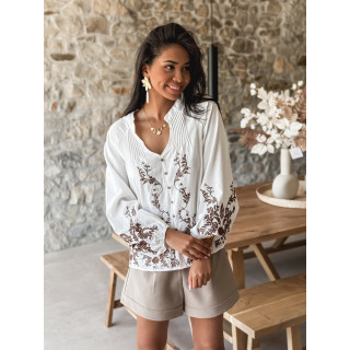 Blouse Norelle - Blanc/Taupe