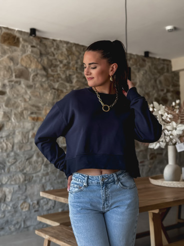 Crop pull Siloh - Bleu marine