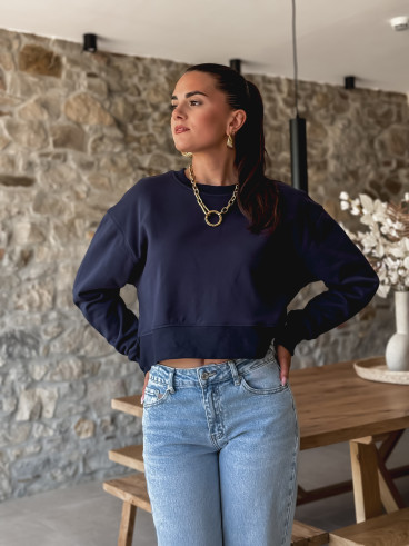 Crop pull Siloh - Bleu marine