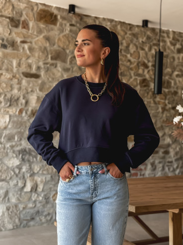 Crop pull Siloh - Bleu marine