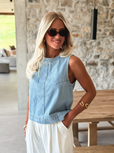 Blouse en jeans bleu - Agata