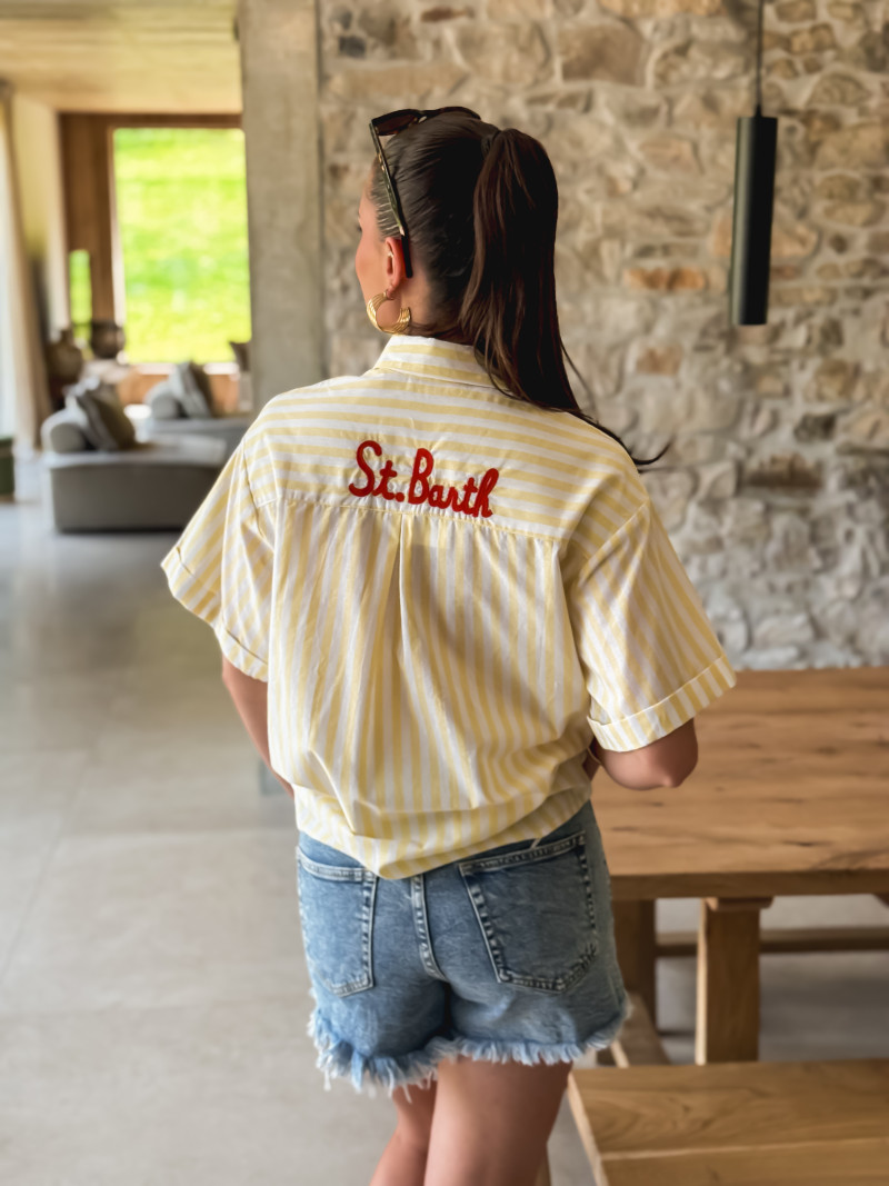 Chemise lignée "St Barth" - Jaune/Blanc