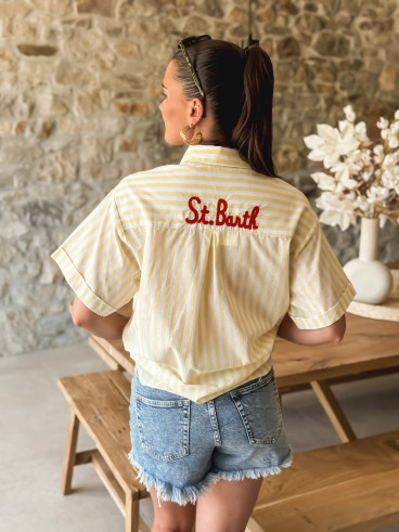 Chemise lignée "St Barth" - Jaune/Blanc