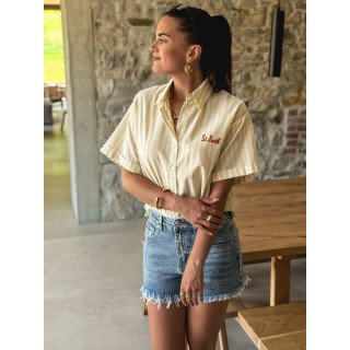 Chemise lignée "St Barth" - Jaune/Blanc