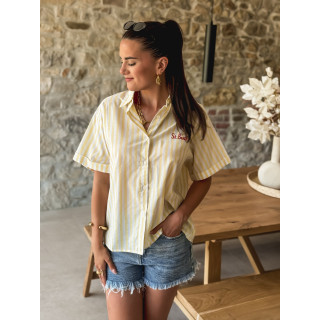 Chemise lignée "St Barth" - Jaune/Blanc