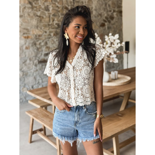 Blouse en crochet Hallie - Beige