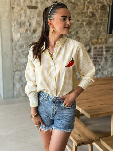 Chemise lignée "Pimente" - Jaune