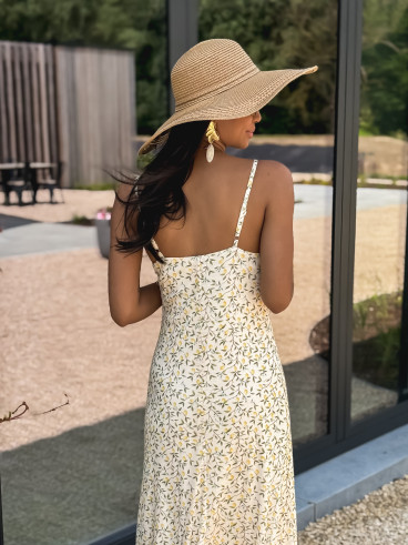 Robe longue à motifs Aliana - Beige