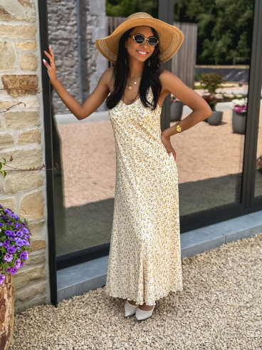 Robe longue à motifs Aliana - Beige