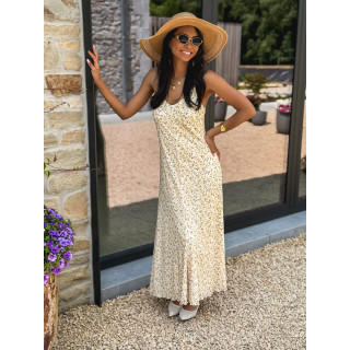 Robe longue à motifs Aliana - Beige