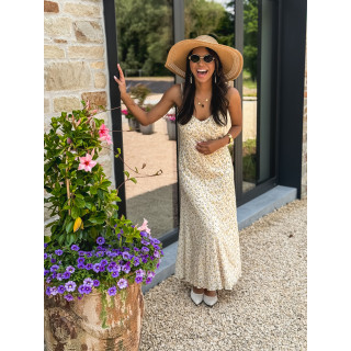 Robe longue à motifs Aliana - Beige