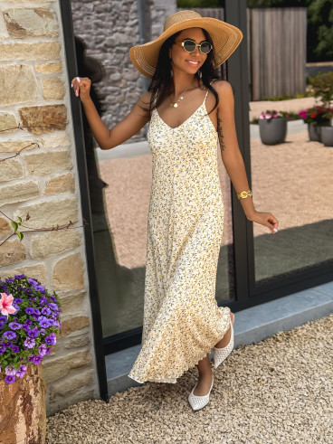 Robe longue à motifs Aliana - Beige