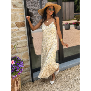 Robe longue à motifs Aliana - Beige