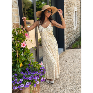 Robe longue à motifs Aliana - Beige