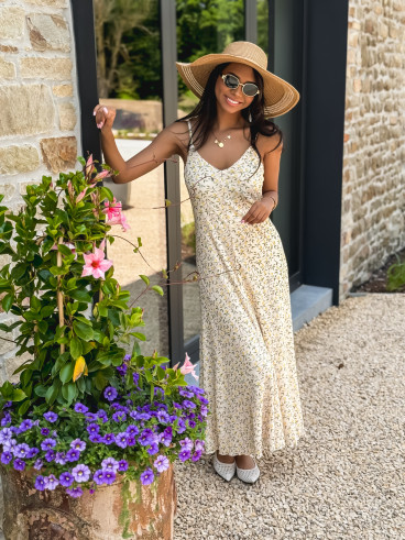 Robe longue à motifs Aliana - Beige