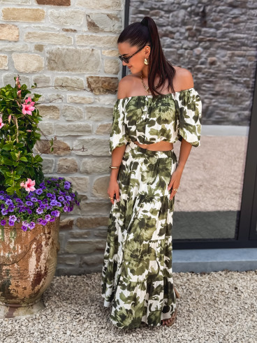 Crop top à fleurs Cécilie - Vert