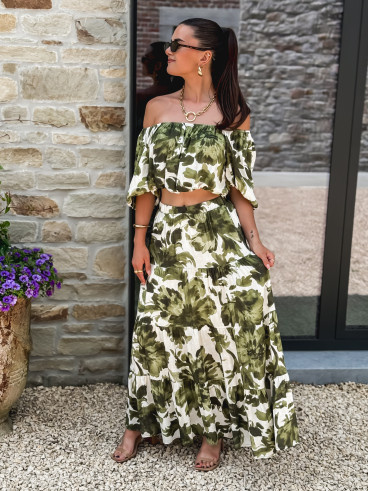 Crop top à fleurs Cécilie - Vert