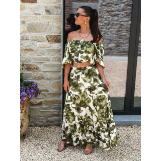 Crop top à fleurs Cécilie - Vert