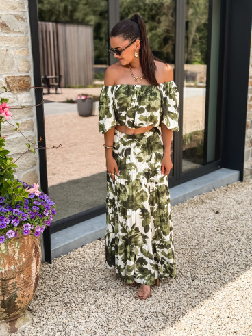 Crop top à fleurs Cécilie - Vert