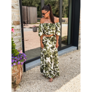 Crop top à fleurs Cécilie - Vert