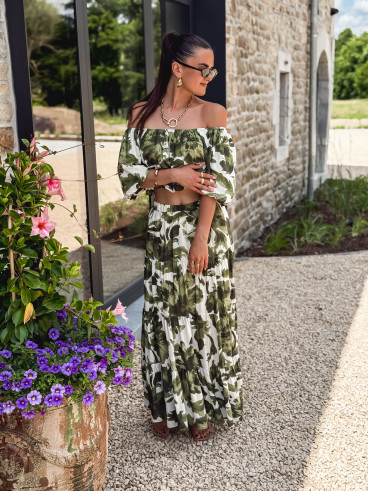 Crop top à fleurs Cécilie - Vert