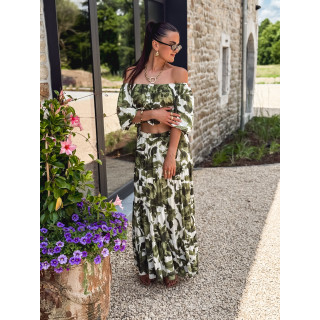 Crop top à fleurs Cécilie - Vert
