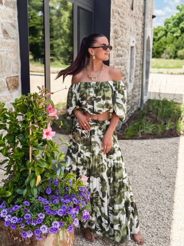 Crop top à fleurs Cécilie - Vert