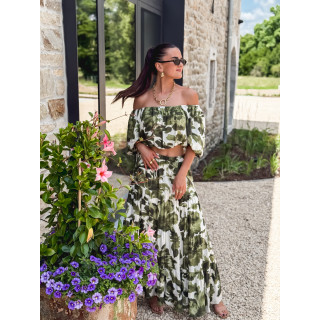 Crop top à fleurs Cécilie - Vert