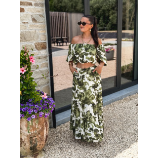 Crop top à fleurs Cécilie - Vert
