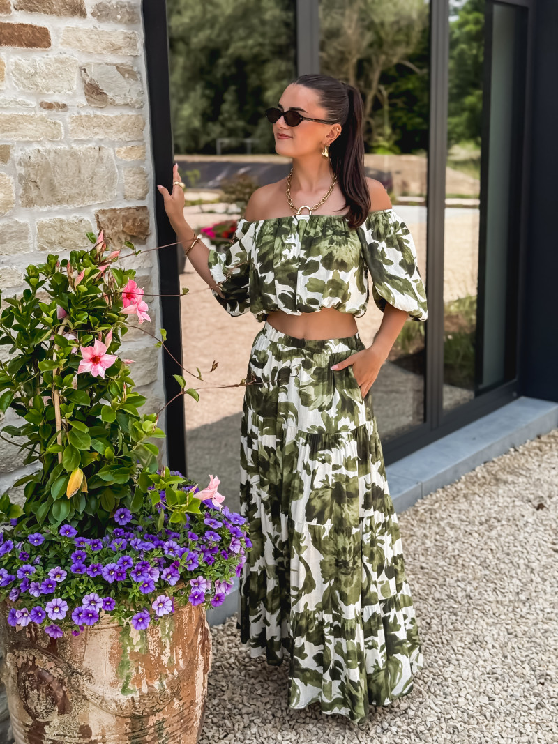 Crop top à fleurs Cécilie - Vert