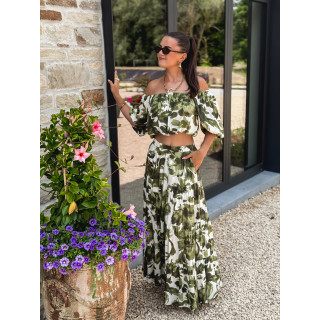 Crop top à fleurs Cécilie - Vert