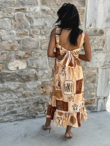 Robe longue à motifs Verone - orange