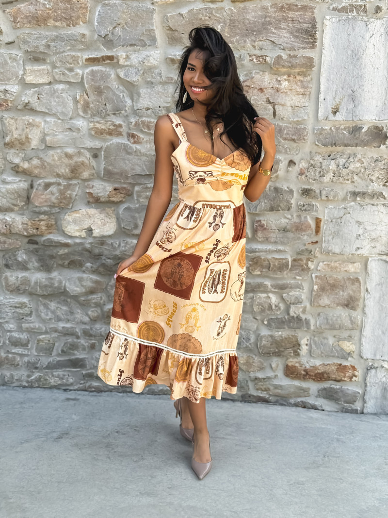 Robe longue à motifs Verone - orange