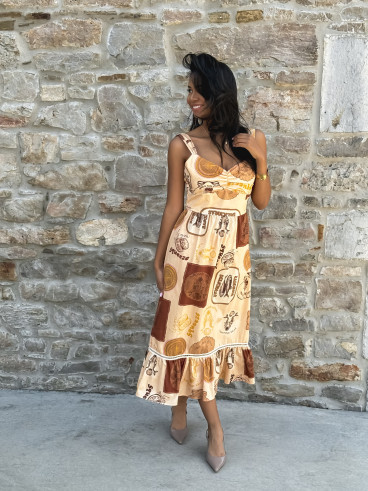 Robe longue à motifs Verone - orange